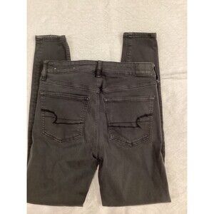 American Eagle black Jeans 28 6 regular hi rise jegging distressed with holes